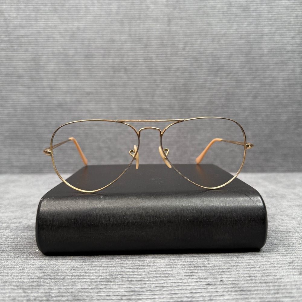 Ray-Ban‎ Aviator Gold Y2K Eyeglasses Frame Made in Italy 58-14 3P Mens Womens